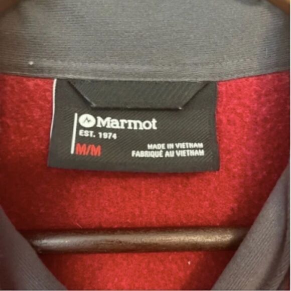 Men's Marmont Dark Red Fleece 1/4 Zip Pullover Jacket - Picture 6 of 7